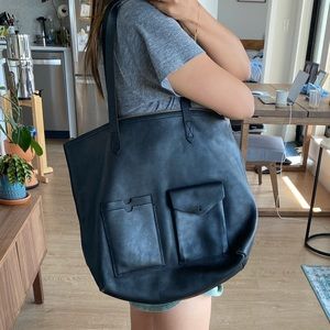 Madewell black leather tote bag